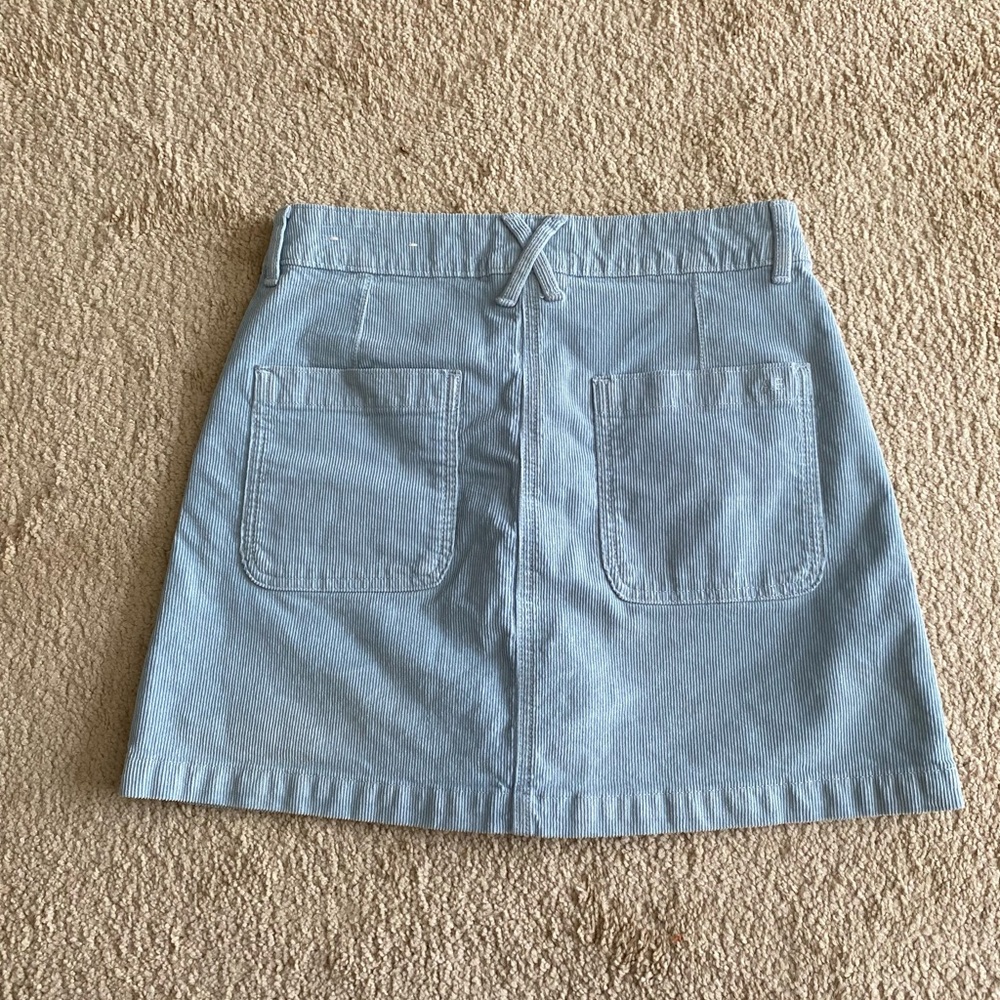 American Eagle Lt blue corduroy front button mini skirt pockets Sz 2 - Picture 2 of 8